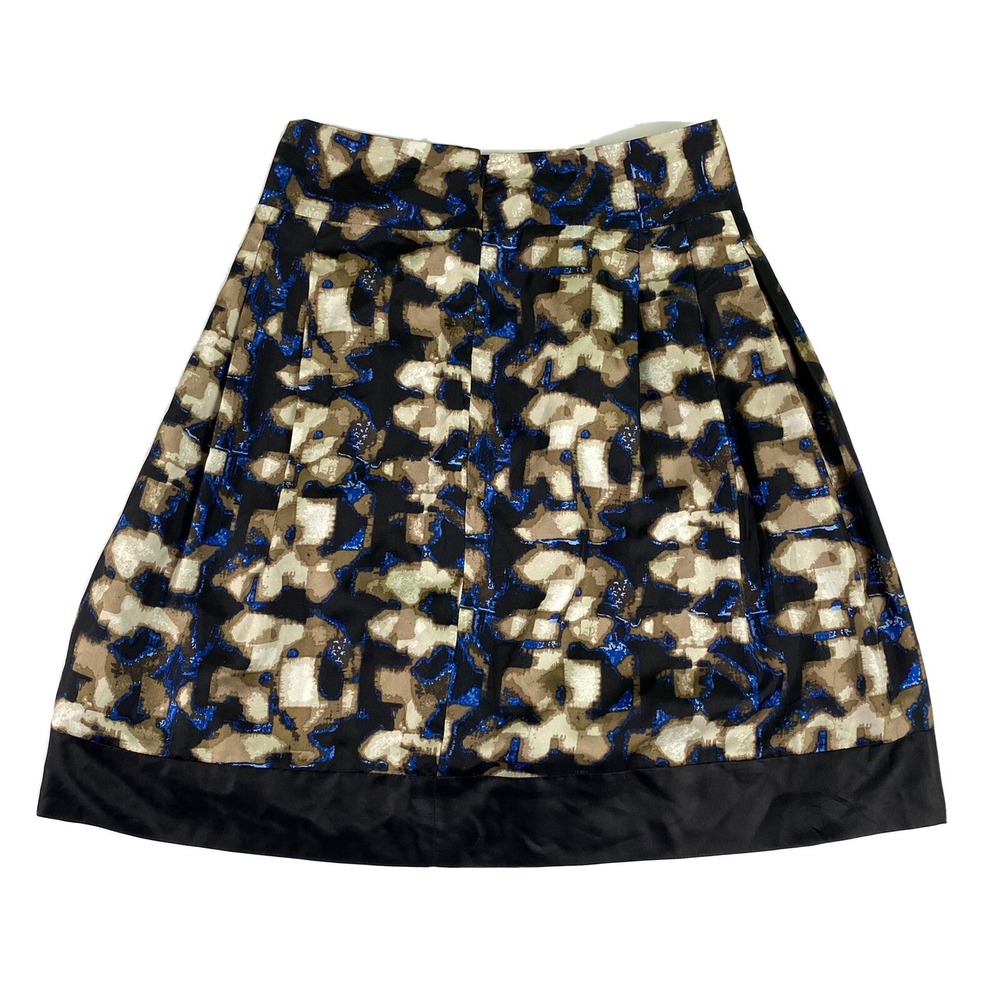 Dana Buchman Skirt Printed Silk‎ Black Blue Brown size 4